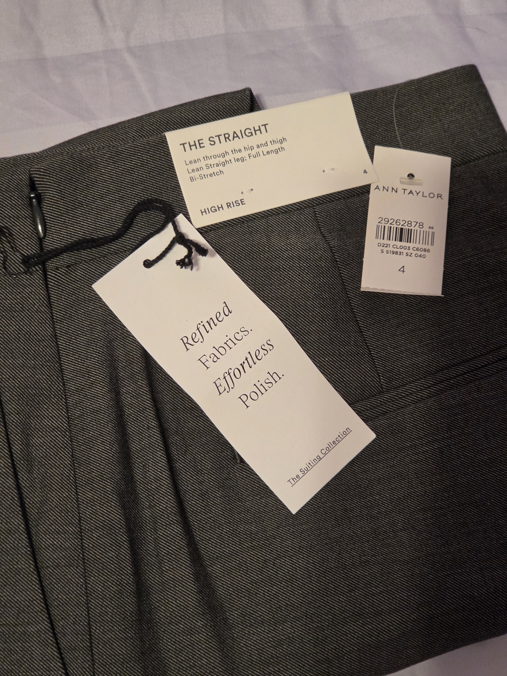 Ann Taylor  Straight High-Rise Pants — Charcoal